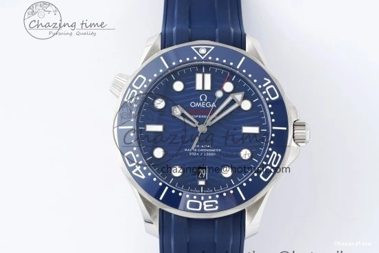 0417 Fashionable Seamaster Diver 300M ZF 1:1 Best Edition Blue Ceramic Blue Dial on Blue Rubber Strap A 7822